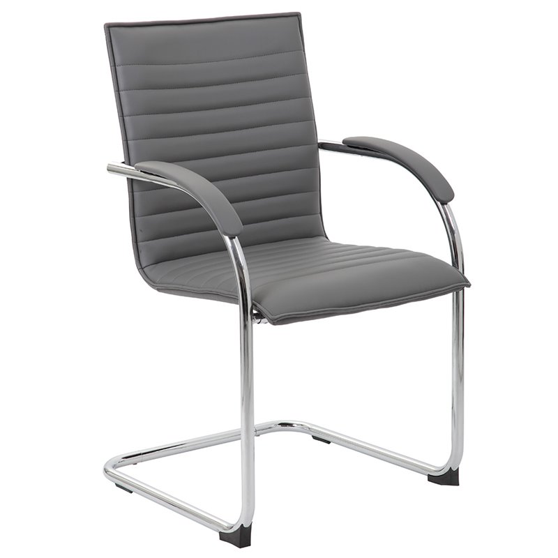 Scranton & Co Faux Leather Office Chair in Gray (Set of 2)