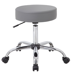 Scranton & Co Vinyl Gray Medical Lab Rolling Stool Ergonomic Adjustable 20.5&quot Unassembled
