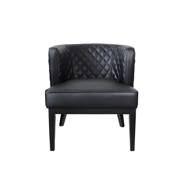 Scranton & Co Upholstered Black Accent Chair Quilted Extra-Large Padded Seat 25.5