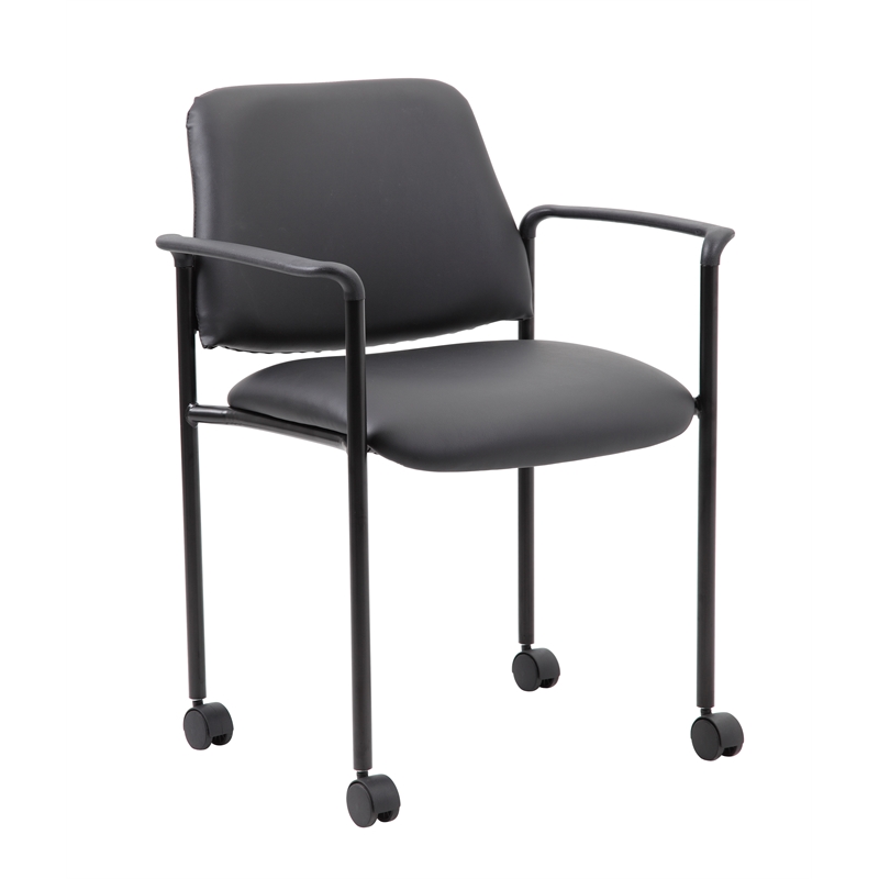 Scranton & Co Modern Stacking Chair with Arm Caressoft in Black