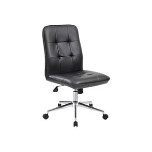 Scranton & Co Faux Leather Tufted Ergonomic Office Swivel Chair in Black