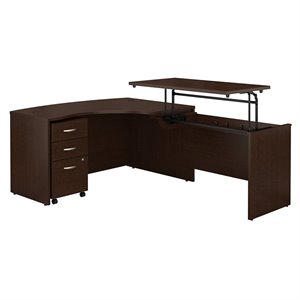 Scranton & Co Furniture 60W Right Sit to Stand L Shape Desk Office Set in Cherry