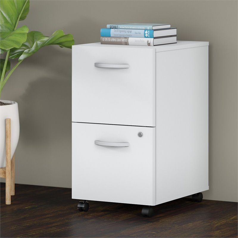 Scranton & Co Furniture 2 Drawer Mobile File Cabinet in White
