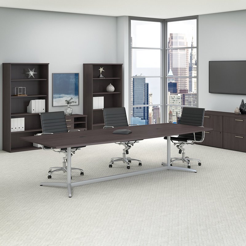 Scranton & Co Furniture 120W Boat Shaped Conference Table in Gray