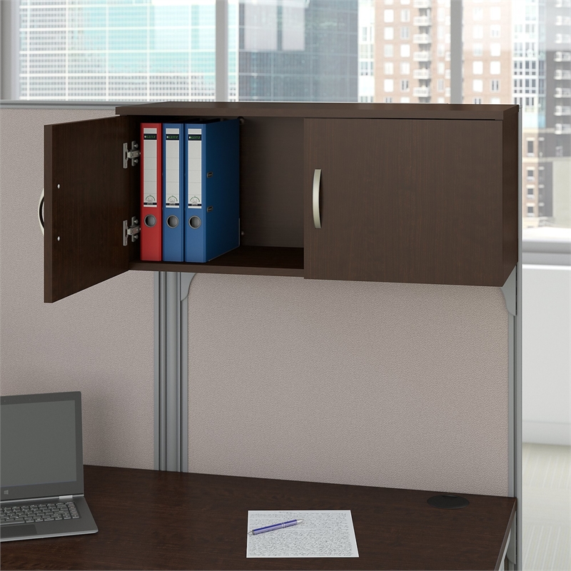 Scranton & Co Furniture 65W x 33D Cubicle Workstation with Storage in Cherry
