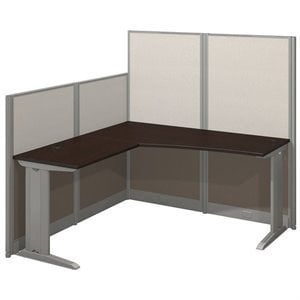 Scranton & Co Furniture 65W L Shaped Cubicle Workstation in Cherry