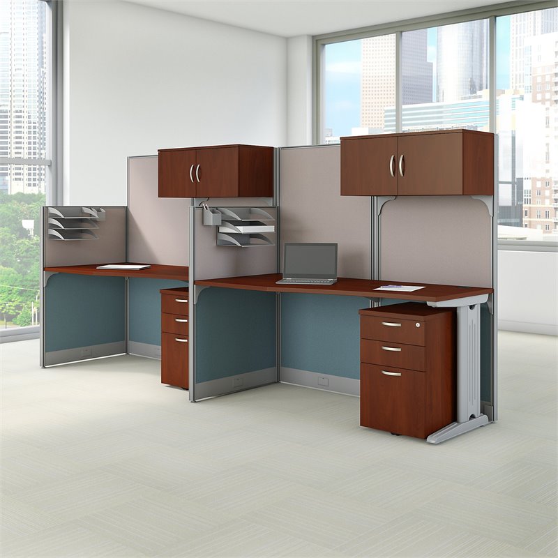 Scranton & Co Furniture 2 Person Cubicle in Cherry