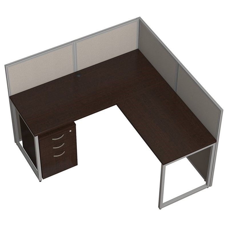 Scranton & Co Furniture 3 Drawer L Computer Desk in Cherry