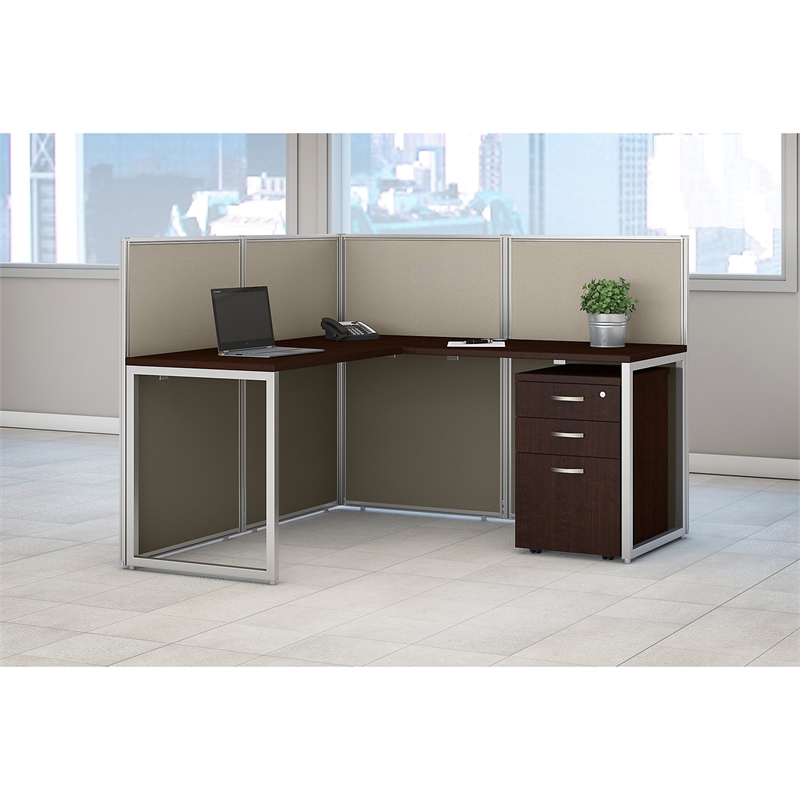 Scranton & Co Furniture 3 Drawer L Computer Desk in Cherry