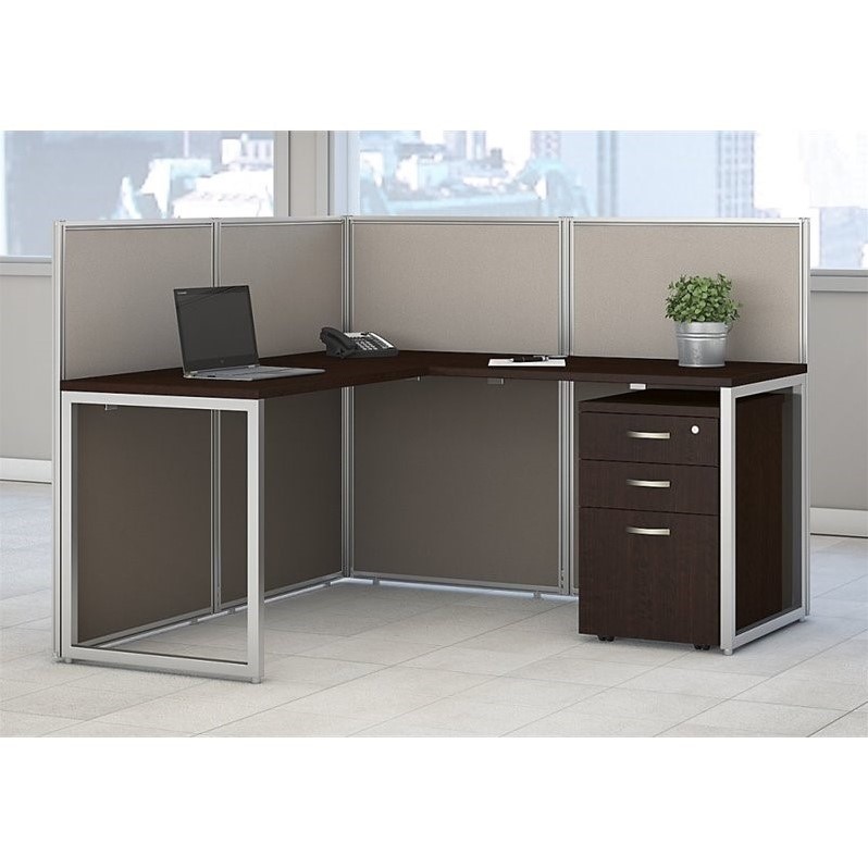 Scranton & Co Furniture 3 Drawer L Computer Desk in Cherry