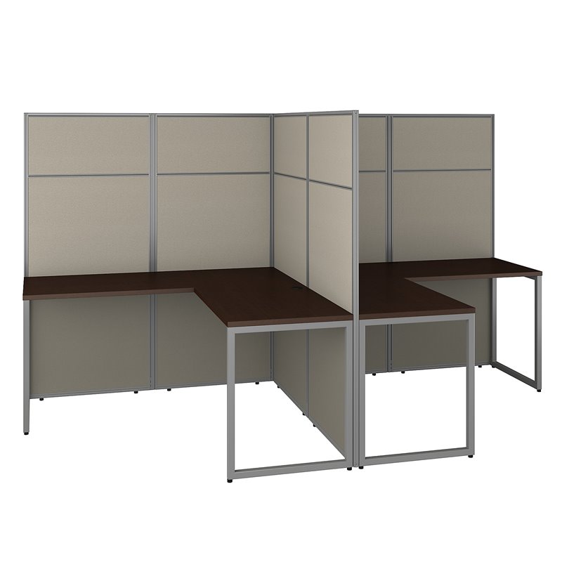 Scranton & Co Furniture 2 Person L Shaped Cubicle with 66H Panels in Brown
