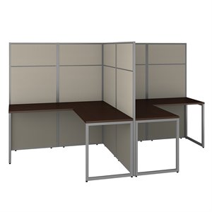 Scranton & Co Furniture 2 Person L Shaped Cubicle with 66H Panels in Brown