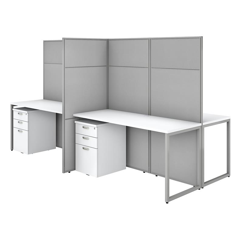 Scranton & Co Furniture 4 Person Desk with Storage and 66H Panels in White