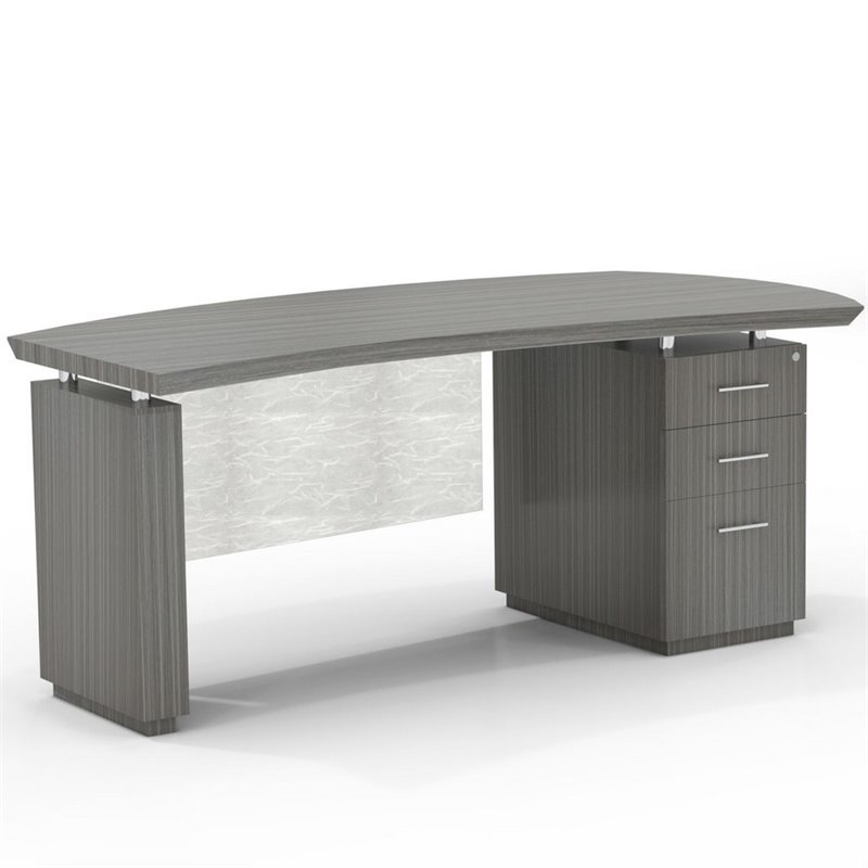 Scranton & Co Right Single Pedestal Desk with File Cabinet in Driftwood