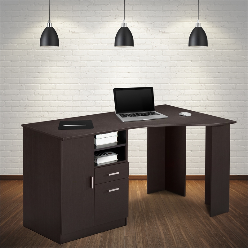 Scranton & Co Classic Engineered Wood Office Desk with Storage in Espresso