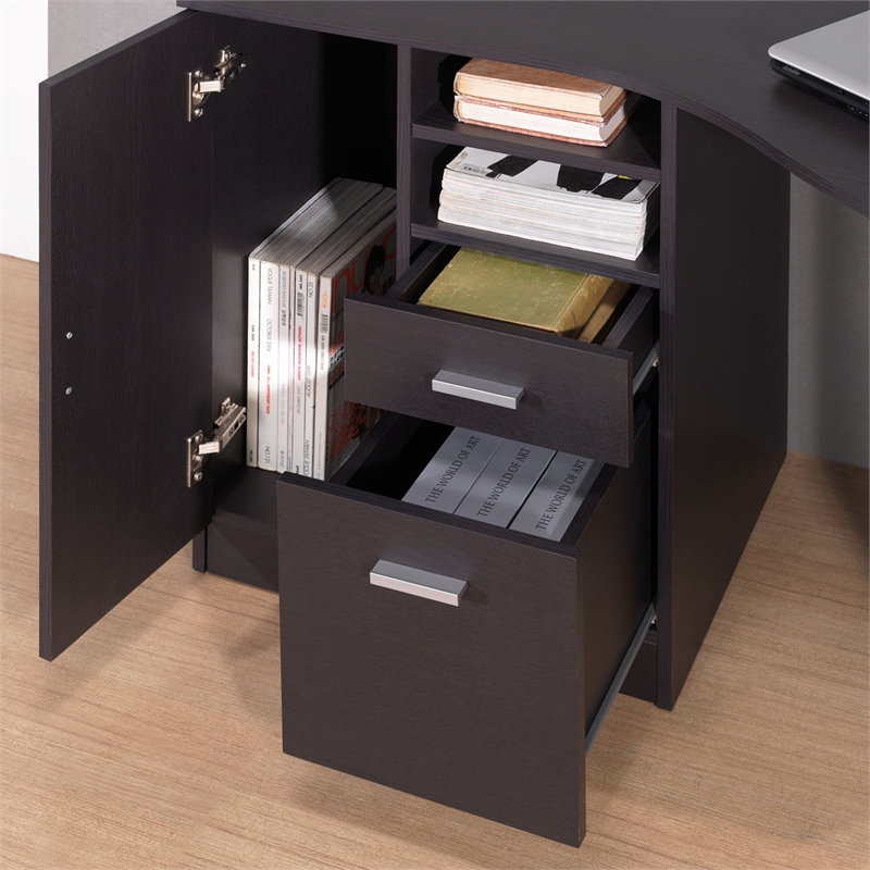 Scranton & Co Classic Engineered Wood Office Desk with Storage in Espresso