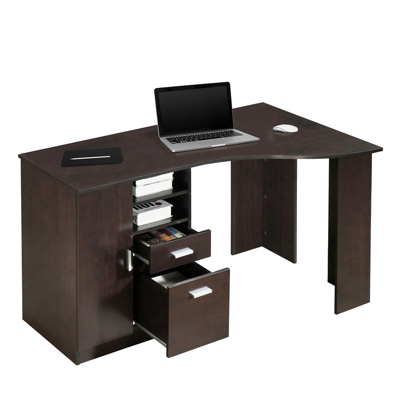 Scranton & Co Classic Engineered Wood Office Desk with Storage in Espresso