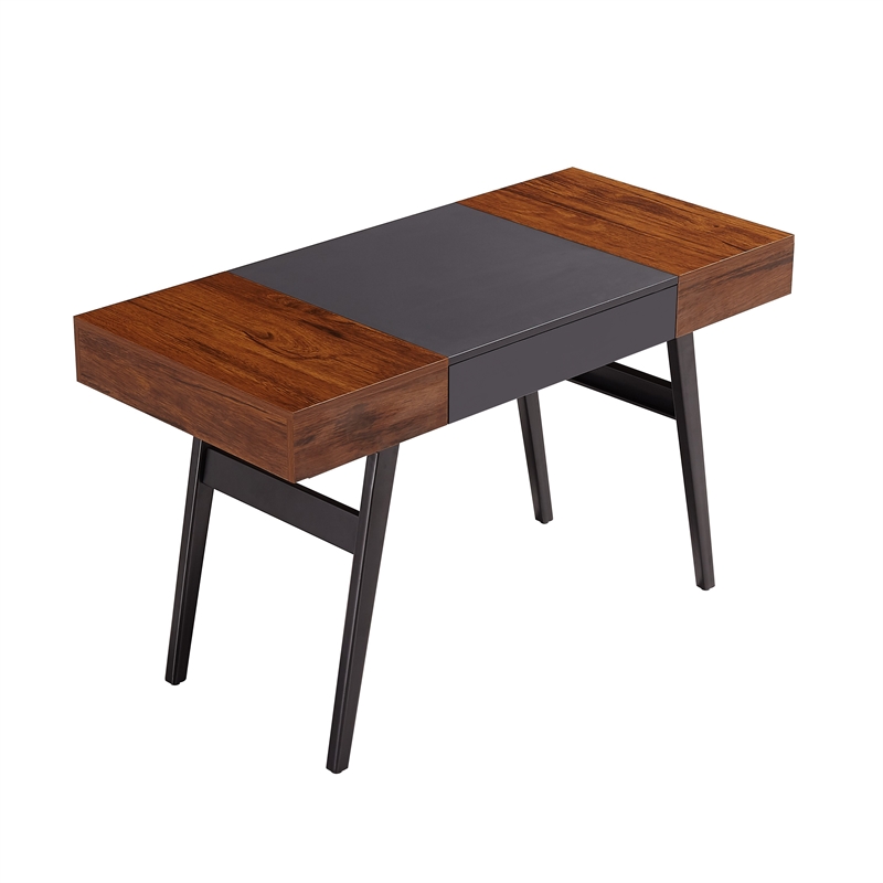 Scranton & Co Engineered Wood Expandable Modern Desk with Storage in Mahogany