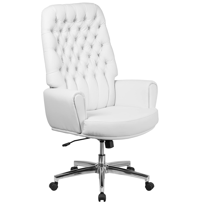 Scranton & Co Leather High Back Swivel Executive Chair in White