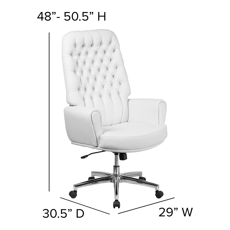 Scranton & Co Leather High Back Swivel Executive Chair in White