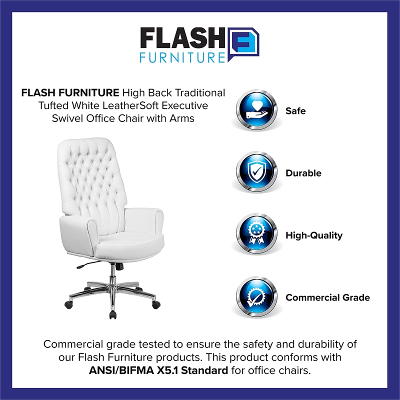 Scranton & Co Leather High Back Swivel Executive Chair in White