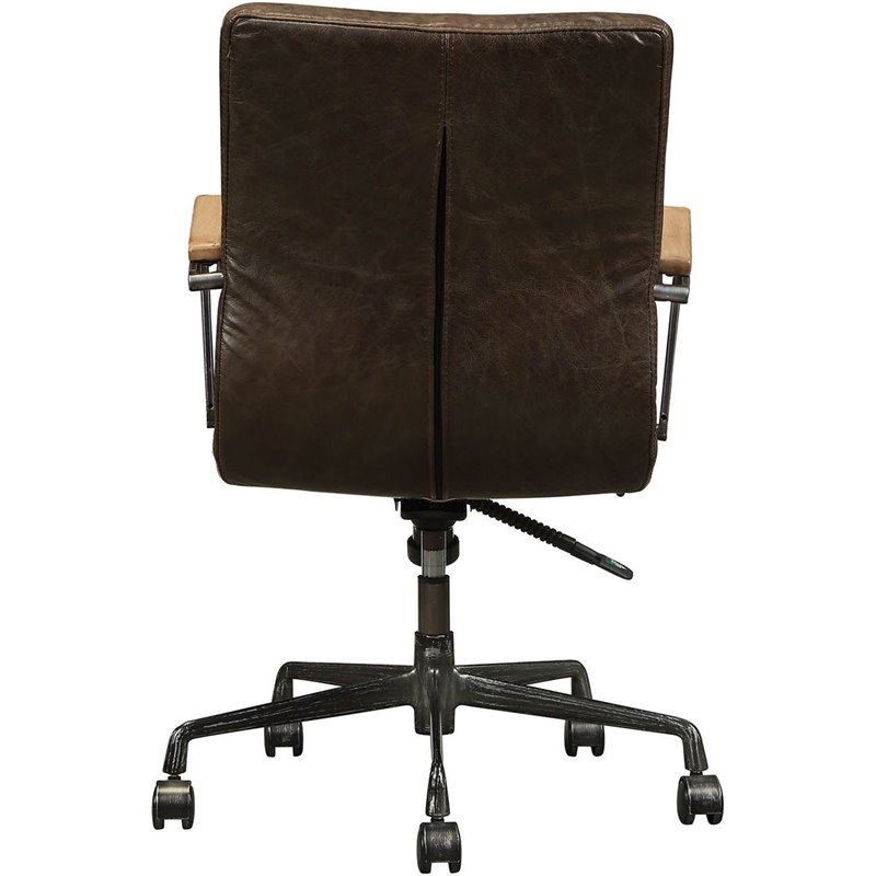 Scranton & Co Leather Adjustable Swivel Office Chair in Chocolate