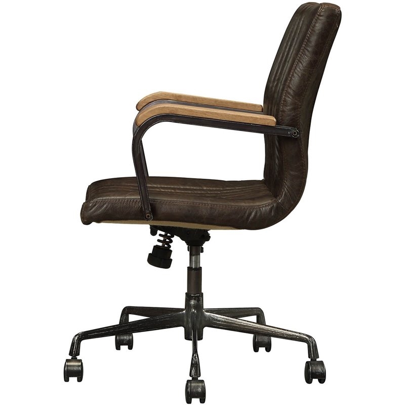 Scranton & Co Leather Adjustable Swivel Office Chair in Chocolate