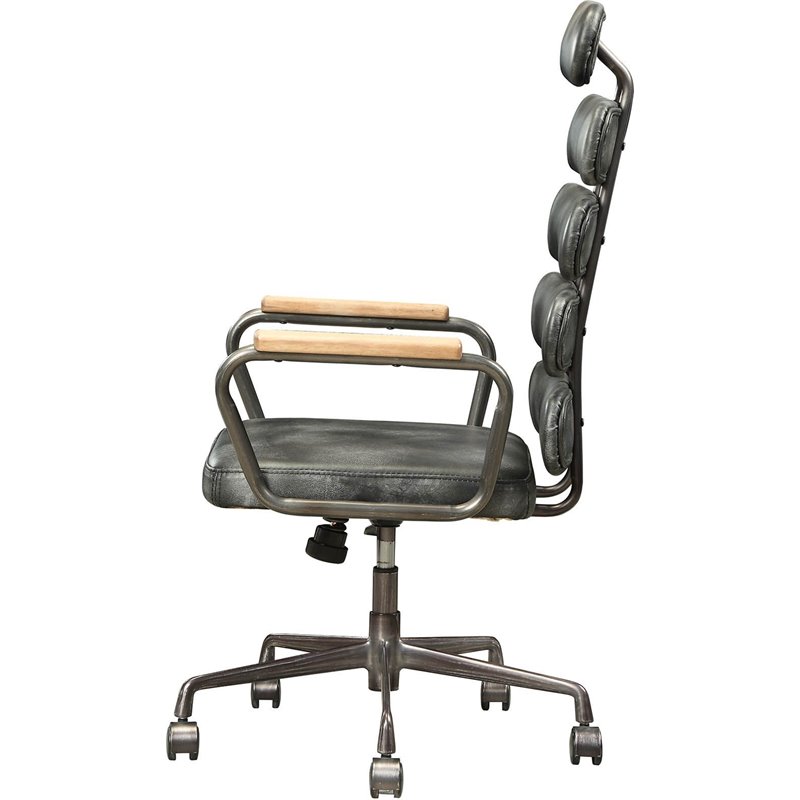 Scranton & Co Leather High Back Adjustable Swivel Office Chair in Black