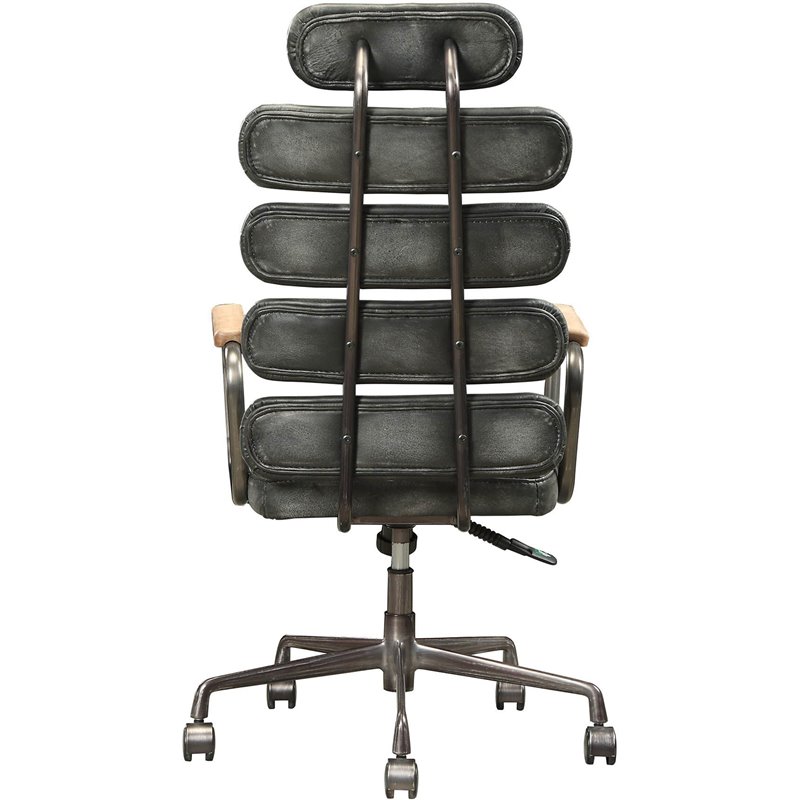 Scranton & Co Leather High Back Adjustable Swivel Office Chair in Black