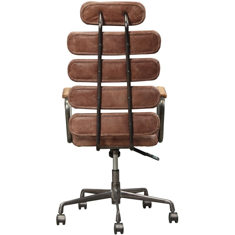 Scranton & Co Leather High Back Adjustable Swivel Office Chair in Whiskey