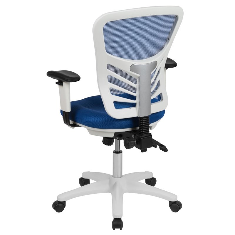 Scranton & Co Mid Back Executive Mesh Office Swivel Chair in Blue and White