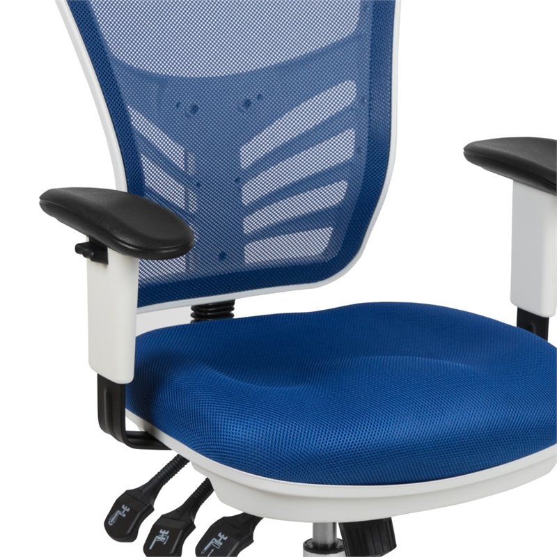 Scranton & Co Mid Back Executive Mesh Office Swivel Chair in Blue and White
