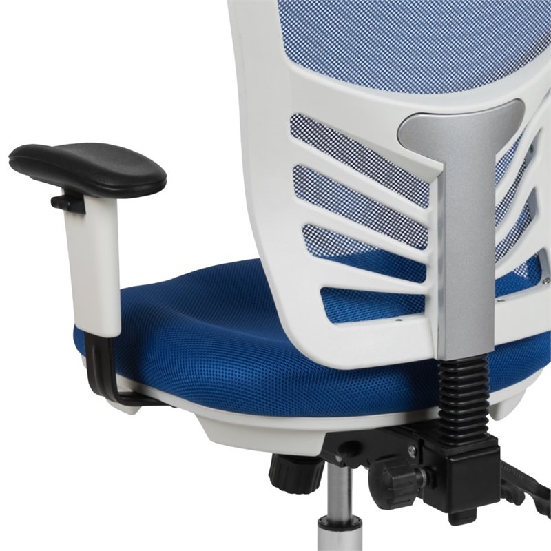 Scranton & Co Mid Back Executive Mesh Office Swivel Chair in Blue and White
