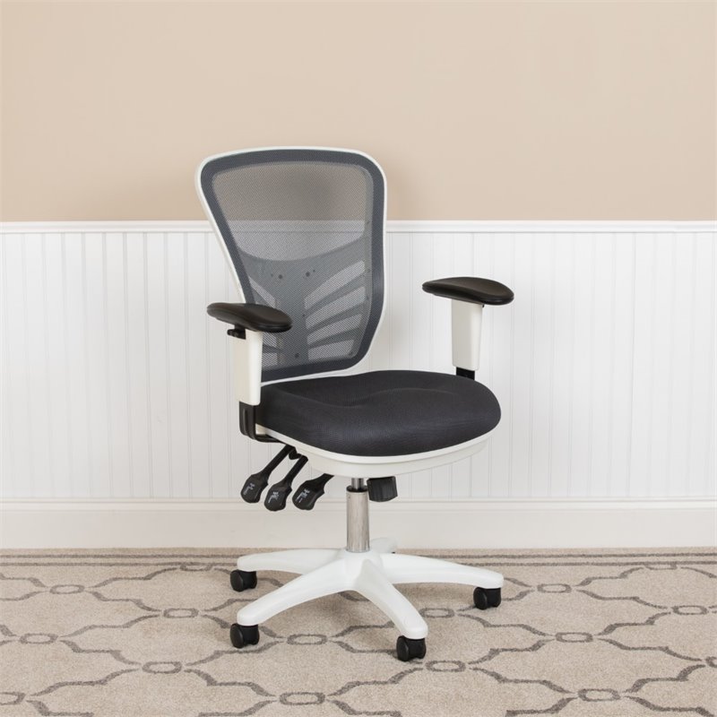 Scranton & Co Mid Back Executive Mesh Office Swivel Chair in Gray and White