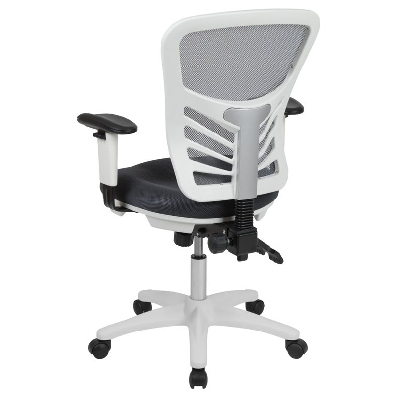 Scranton & Co Mid Back Executive Mesh Office Swivel Chair in Gray and White