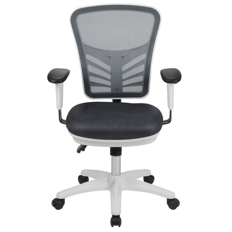 Scranton & Co Mid Back Executive Mesh Office Swivel Chair in Gray and White