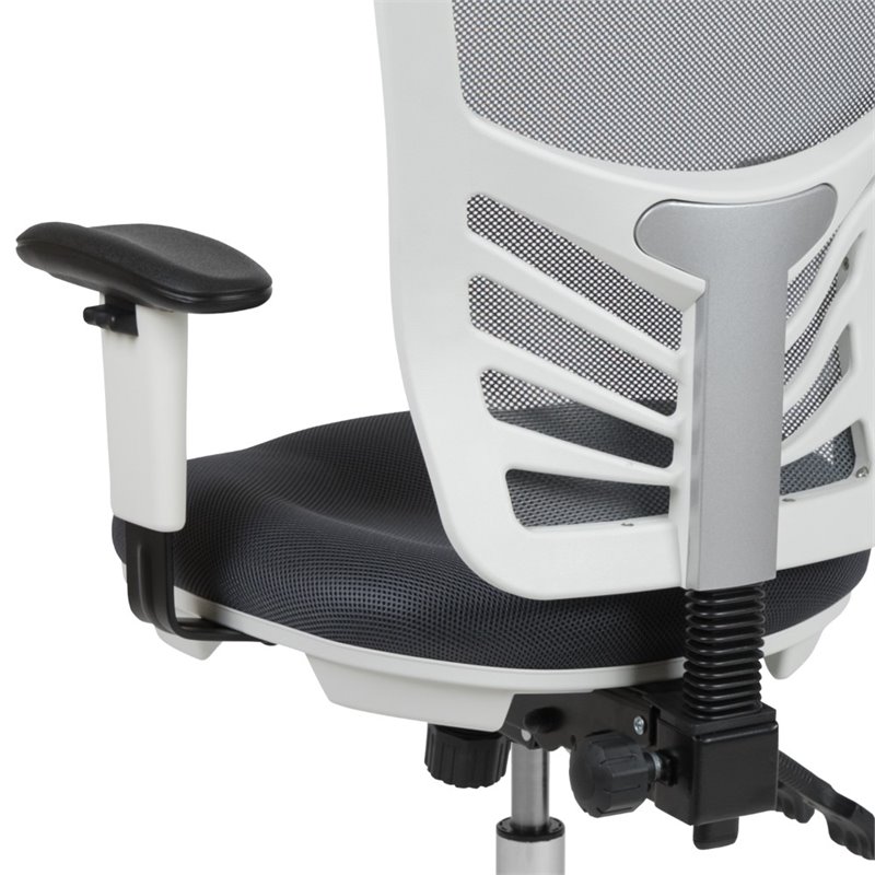 Scranton & Co Mid Back Executive Mesh Office Swivel Chair in Gray and White