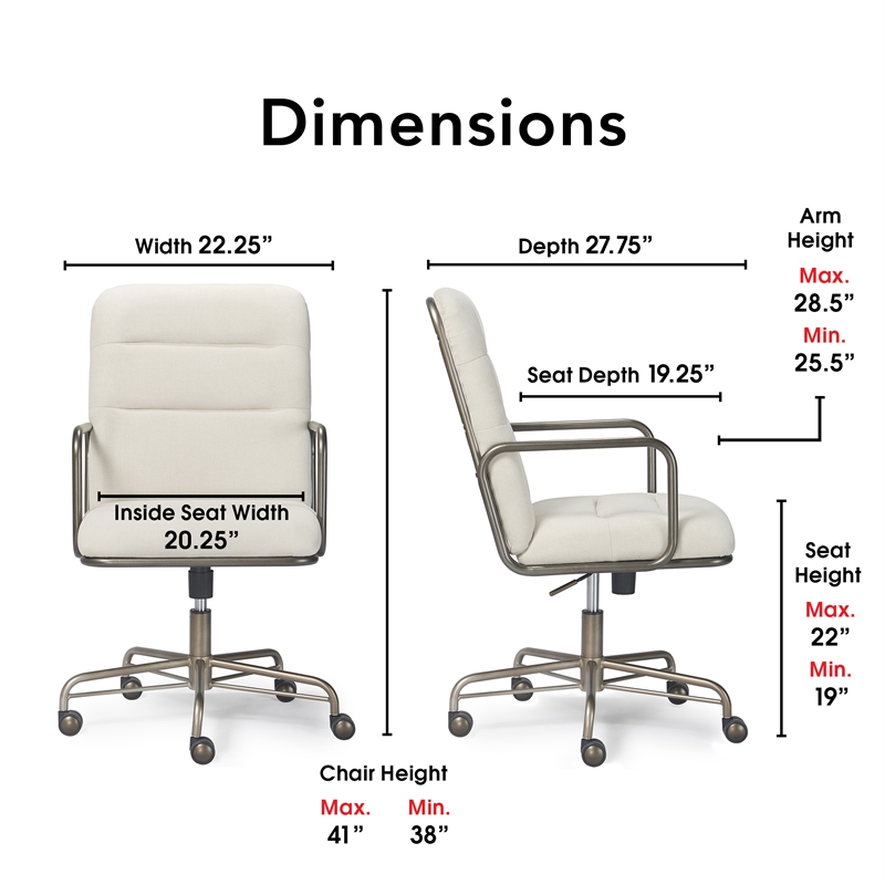 Scranton & Co Modern Executive Fabric Desk Chair in Cream