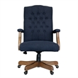 Scranton & Co Traditional Linen Fabric Executive Office Chair in Denim Blue