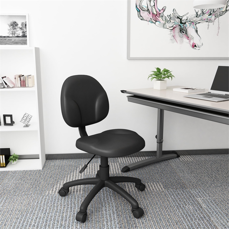 Scranton & Co Faux Leather Upholstered Wide Seat Office Swivel Chair in Black