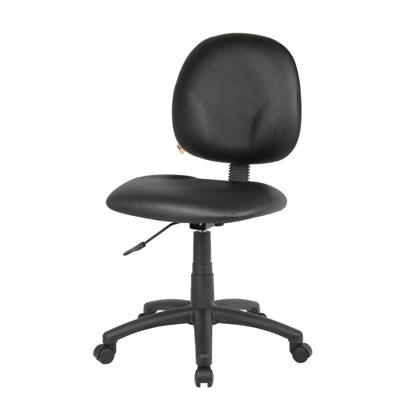 Scranton & Co Faux Leather Upholstered Wide Seat Office Swivel Chair in Black