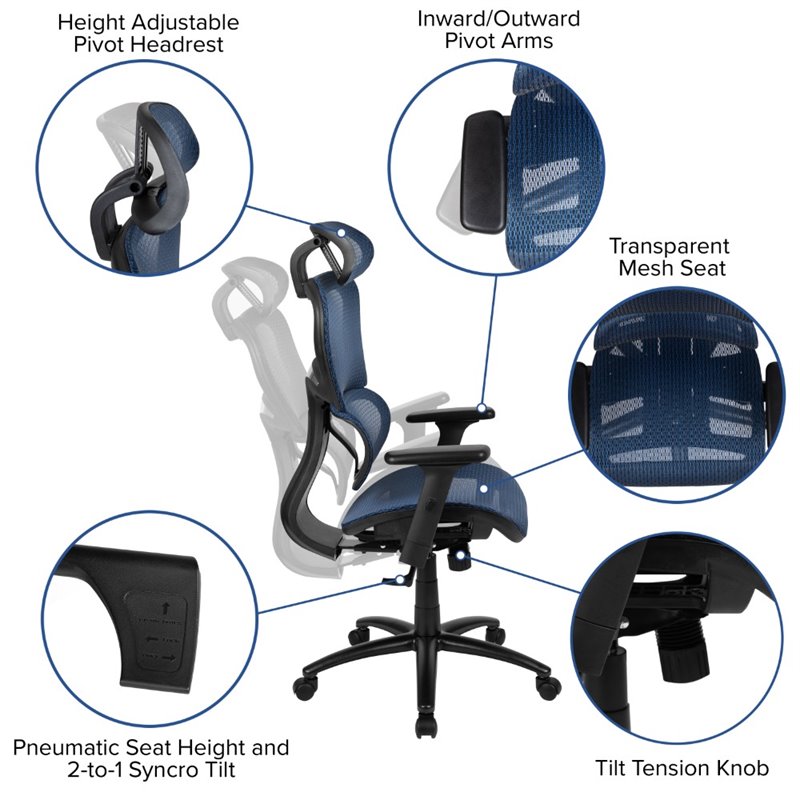 Scranton & Co High Back Ergonomic Mesh Office Swivel Chair in Blue