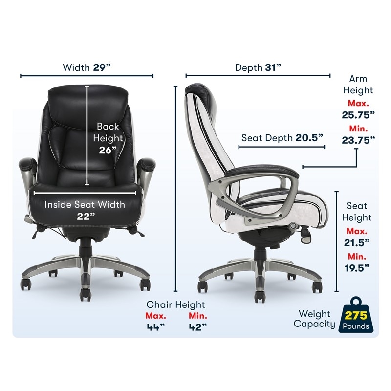 Scranton & Co Traditional Faux Leather Executive Office Chair in Black/White