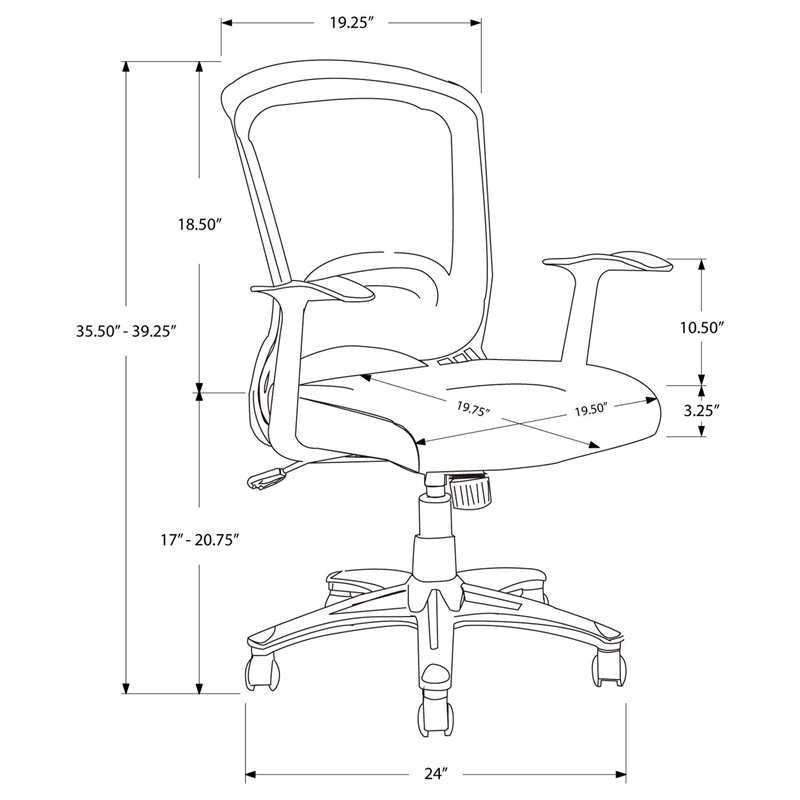 Scranton & Co Modern Adjustable Mid Back Office Chair in Black