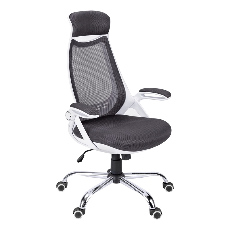 Scranton & Co Adjustable High Back Office Chair in White and Gray