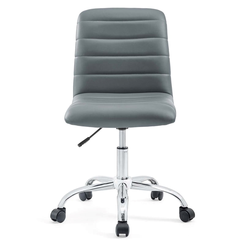 Scranton & Co Modern Vinyl/Nylon Mid-Back Armless Swivel Office Chair in Gray