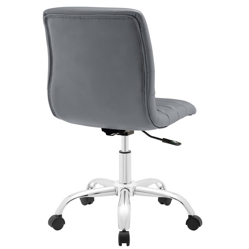 Scranton & Co Modern Vinyl/Nylon Mid-Back Armless Swivel Office Chair in Gray