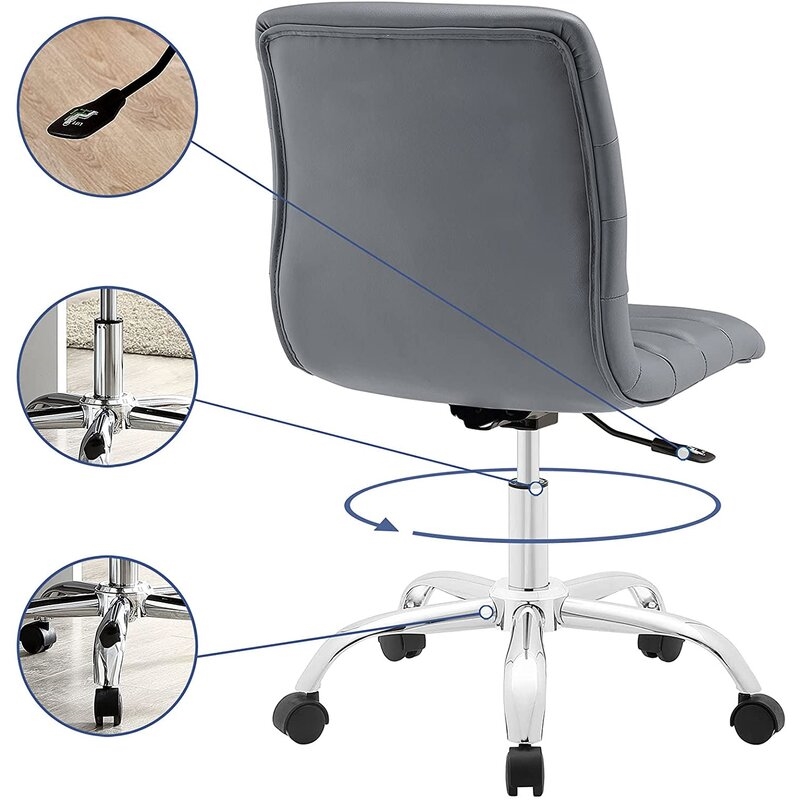 Scranton & Co Modern Vinyl/Nylon Mid-Back Armless Swivel Office Chair in Gray