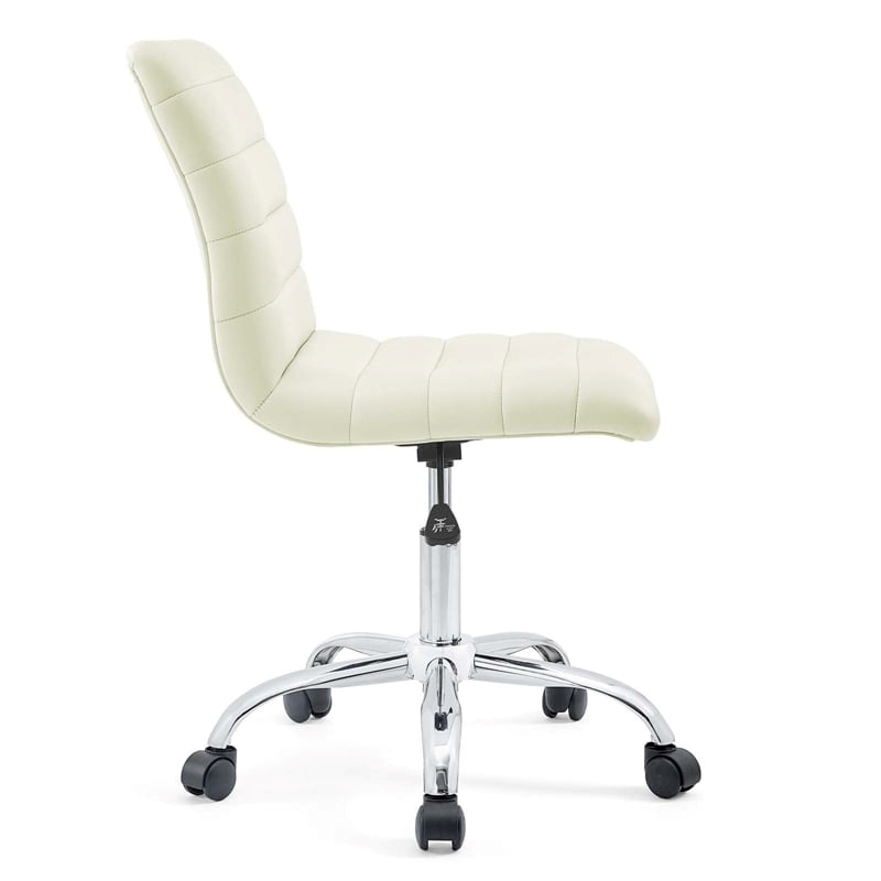 Scranton & Co Modern Vinyl/Nylon Mid-Back Armless Swivel Office Chair in White