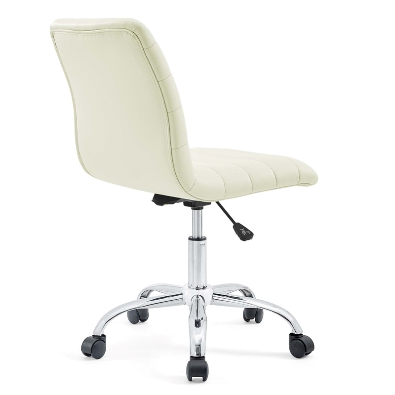 Scranton & Co Modern Vinyl/Nylon Mid-Back Armless Swivel Office Chair in White